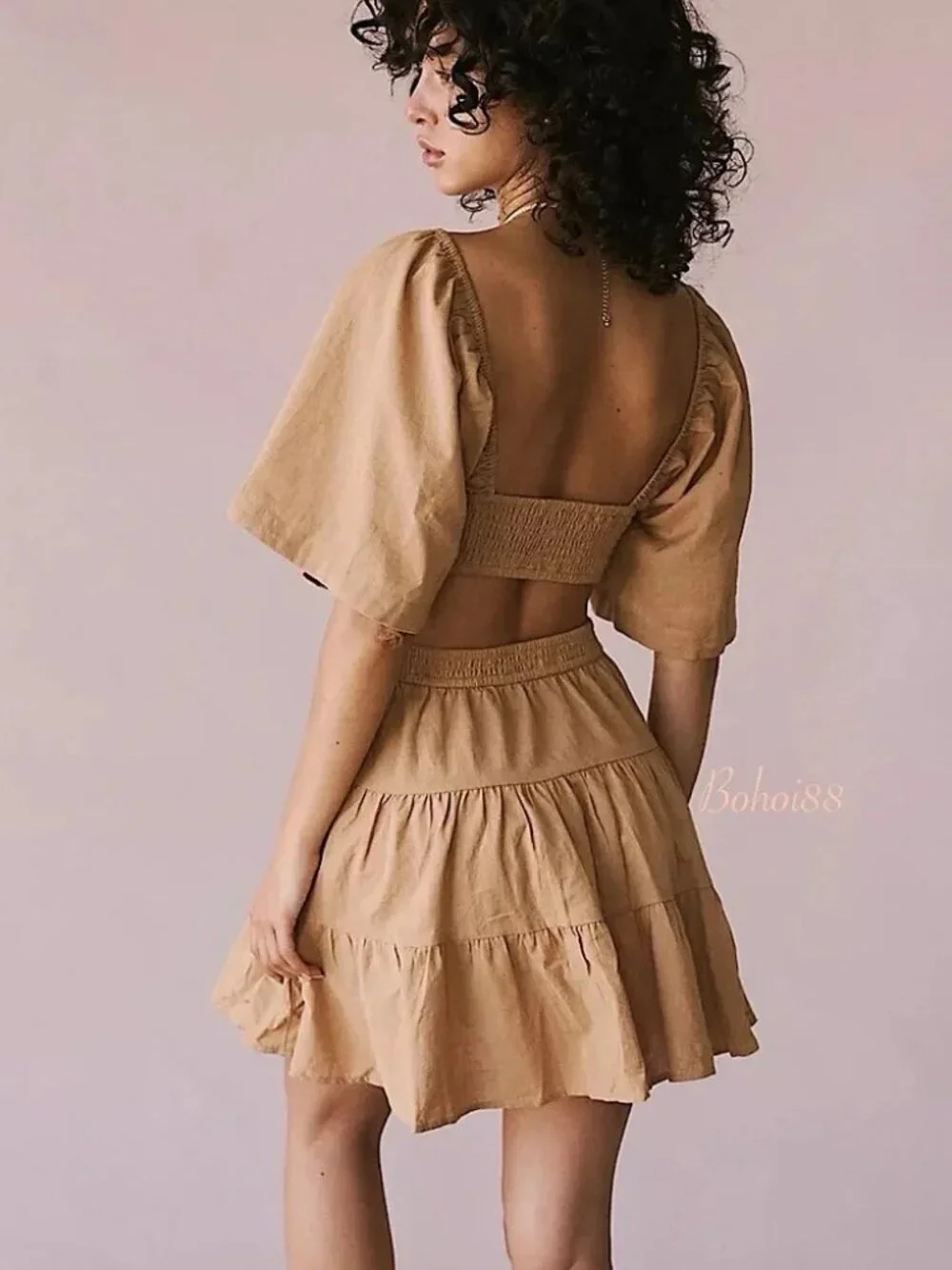 NWT Free People Cross Of Sunlight Cutout Smocked Mini Dress Size XS